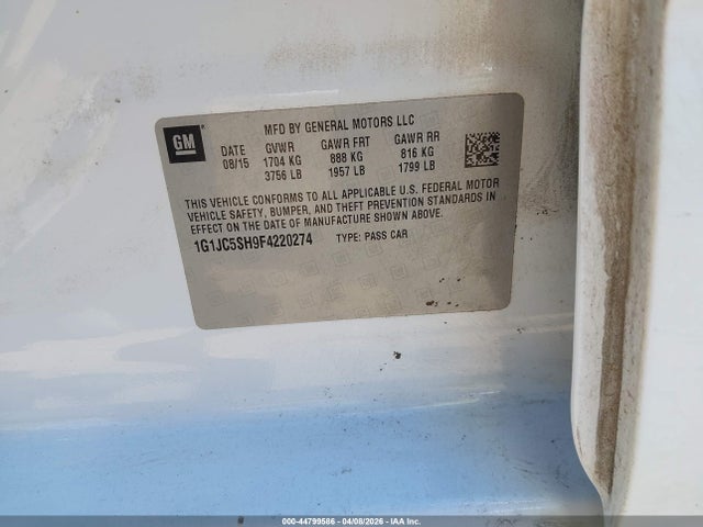 1G1JC5SH9F4220274 Chevrolet Sonic Lt Auto