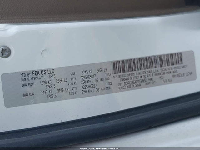 Продажа на аукционе авто 2015 Chrysler Town & Country Touring, vin: 2C4RC1BG4FR730832, номер лота: 44799593