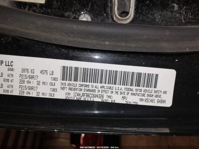 Aukcja sprzedaży 2012 Jeep Patriot Latitude, vin: 1C4NJRFB6CD604326, numer aukcji: 44799625