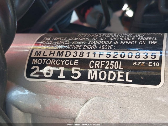 MLHMD3811F5200835 Honda Crf250 L