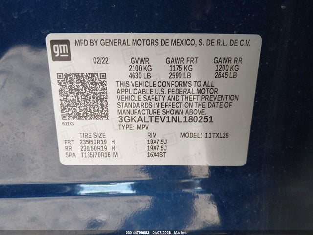Продажа на аукционе авто 2022 Gmc Terrain Awd Sle, vin: 3GKALTEV1NL180251, номер лота: 44799683