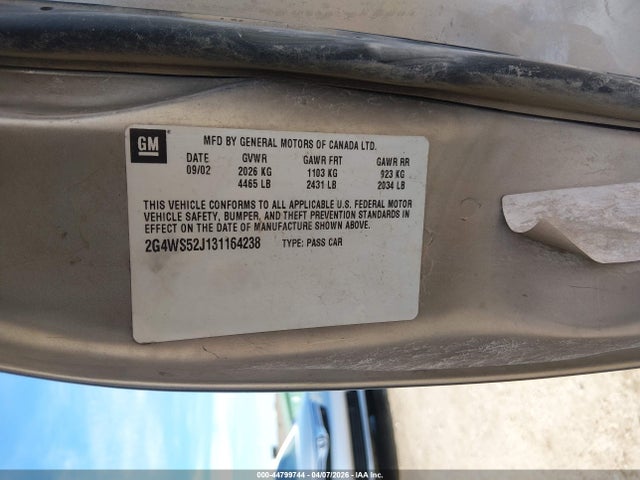 Aukcja sprzedaży 2003 Buick Century Custom, vin: 2G4WS52J131164238, numer aukcji: 44799744