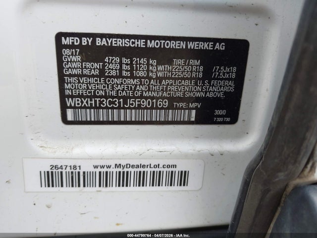 Продаж на аукціоні авто 2018 Bmw X1 Xdrive28i, vin: WBXHT3C31J5F90169, номер лоту: 44799764