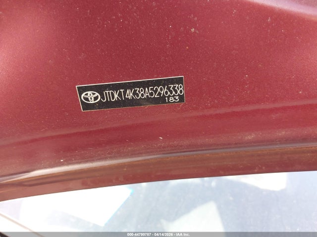 44799787 :رقم المزاد ، JTDKT4K38A5296338 vin ، 2010 Toyota Yaris مزاد بيع