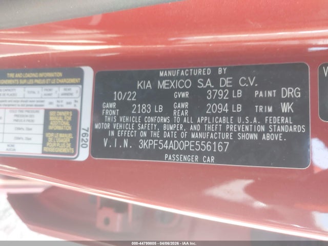 Aukcja sprzedaży 2023 Kia Forte Gt-line, vin: 3KPF54AD0PE556167, numer aukcji: 44799805