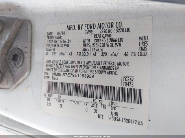Продаж на аукціоні авто 2014 Ford Transit Connect Xl, vin: NM0LS7E79E1163959, номер лоту: 44799808