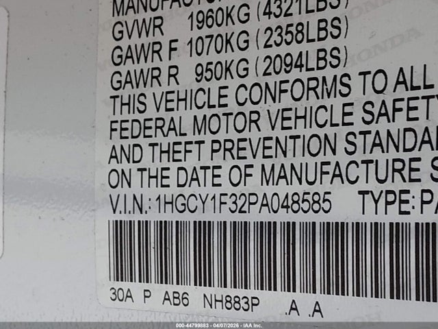 1HGCY1F32PA048585 Honda ACCORD EX