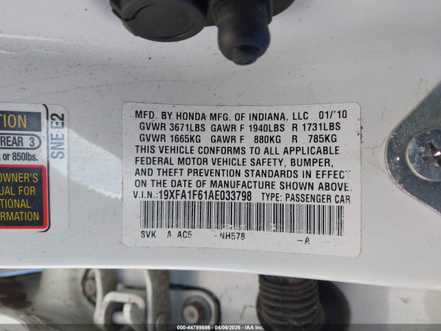 2010 HONDA CIVIC 19XFA1F61AE033798 Photo 8