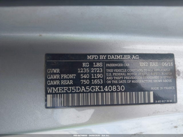 Aukcja sprzedaży 2016 Smart Fortwo Pure, vin: WMEFJ5DA5GK140830, numer aukcji: 44799888