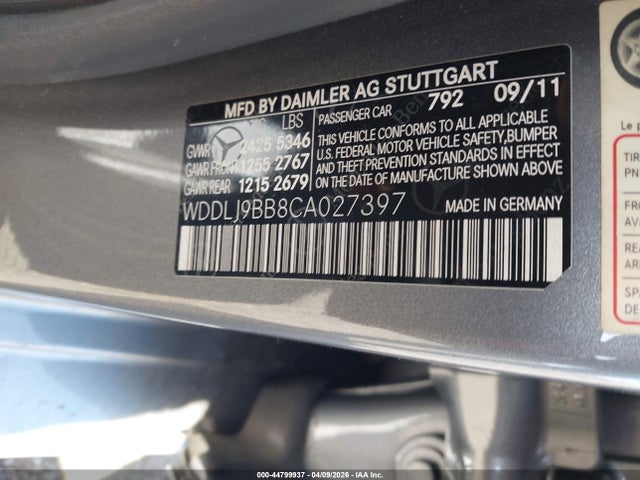 2012 MERCEDES-BENZ CLS 550 WDDLJ9BB8CA027397 Photo 8