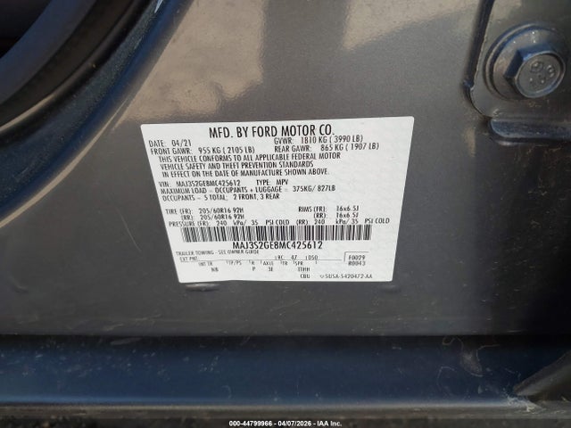 2021 FORD ECOSPORT MAJ3S2GE8MC425612 Photo 8