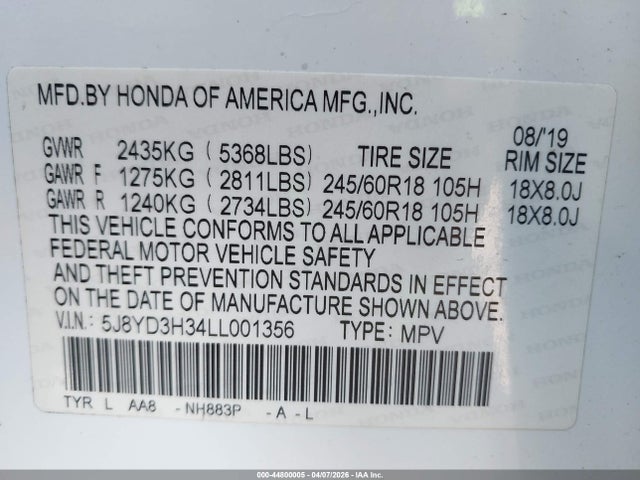 Acura Mdx Standard 2020 5J8YD3H34LL001356 Image 9