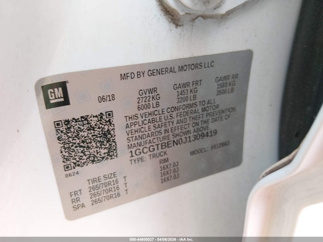 2018 CHEVROLET COLORADO 1GCGTBEN0J1309419 Photo 8