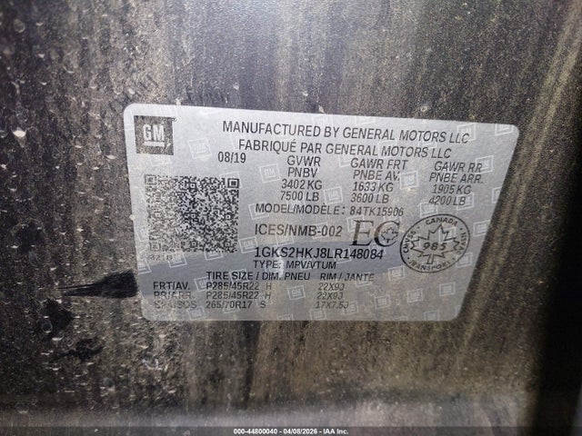 Aukcja sprzedaży 2020 Gmc Yukon Xl Denali, vin: 1GKS2HKJ8LR148084, numer aukcji: 44800040