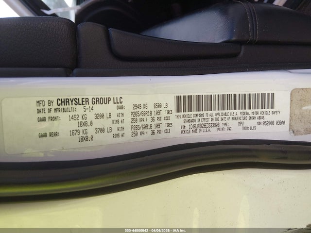 Aukcja sprzedaży 2014 Jeep Grand Cherokee Limited, vin: 1C4RJFBG9EC533908, numer aukcji: 44800042
