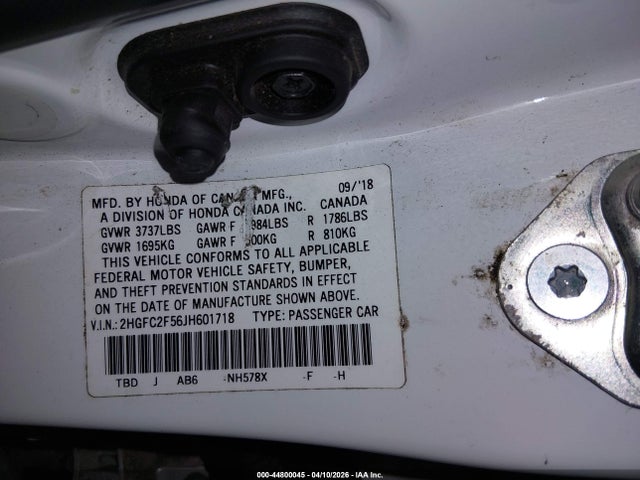 Honda Civic Lx 2018 2HGFC2F56JH601718 Image 9