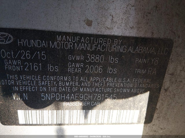 2016 HYUNDAI ELANTRA 5NPDH4AE9GH781545 Photo 8