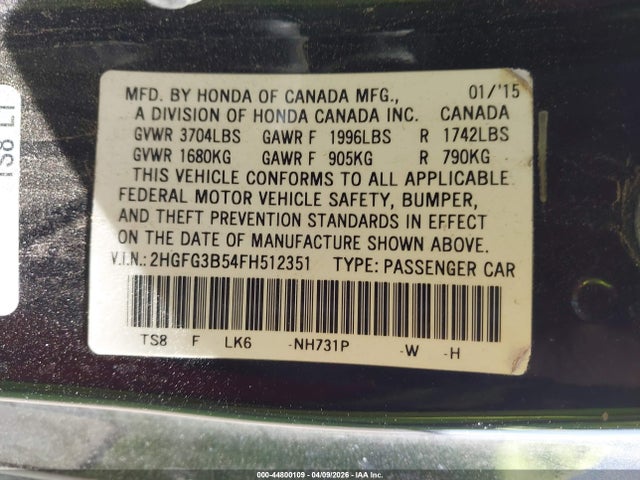 2HGFG3B54FH512351 Honda Civic Lx