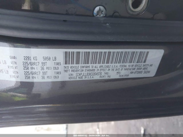 1C4PJLLB3KD264576 Jeep Cherokee Latitude Plus Fwd