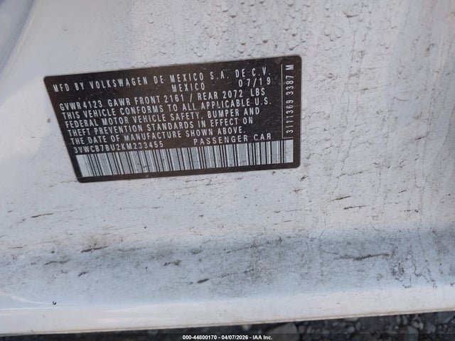 Продаж на аукціоні авто 2019 Volkswagen Jetta 1.4t R-line/1.4t S/1.4t Se, vin: 3VWCB7BU2KM233455, номер лоту: 44800170