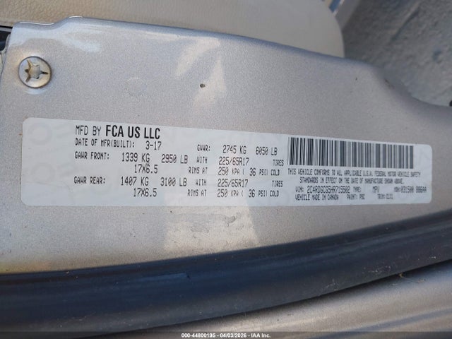 Продаж на аукціоні авто 2017 Dodge Grand Caravan Sxt, vin: 2C4RDGCG5HR715502, номер лоту: 44800195