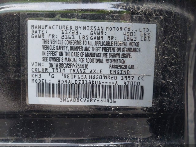 Aukcja sprzedaży 2024 Nissan Sentra Sv Xtronic Cvt, vin: 3N1AB8CV2RY254416, numer aukcji: 44800224