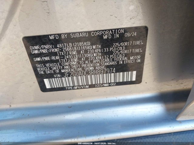 Продажа на аукционе авто 2024 Subaru Crosstrek Premium, vin: JF2GUADC3RH897974, номер лота: 44800236
