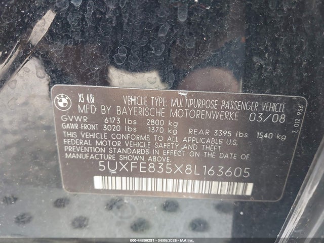 2008 BMW X5 5UXFE835X8L163605 Photo 8