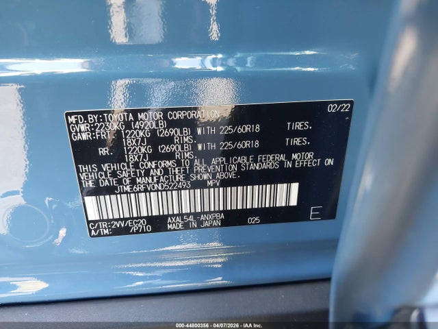 JTME6RFV0ND522493 Toyota Rav4 Hybrid Xse
