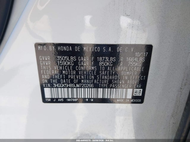 3HGGK5H89JM720266 Honda FIT EX