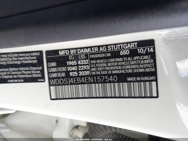 2014 Mercedes-benz Cla 250 მანქანა იყიდება აუქციონზე, vin: WDDSJ4EB4EN157540, აუქციონის ნომერი: 44800494