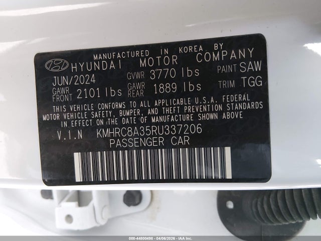 Aukcja sprzedaży 2024 Hyundai Venue Sel, vin: KMHRC8A35RU337206, numer aukcji: 44800498