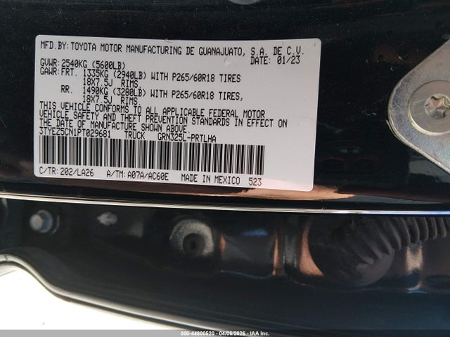 Auction sale of the 2023 Toyota Tacoma Limited, vin: 3TYEZ5CN1PT029681, lot number: 44800520
