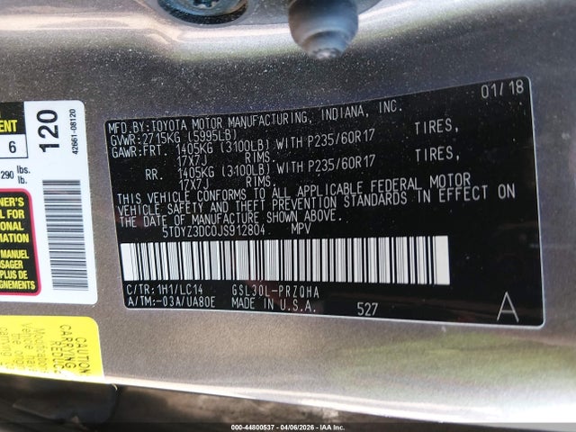 2018 TOYOTA SIENNA 5TDYZ3DC0JS912804 Photo 8
