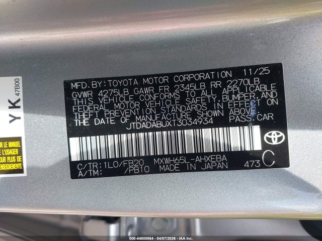 Toyota Prius Le Awd-e 2026 JTDADABUXT3034934 Image 9