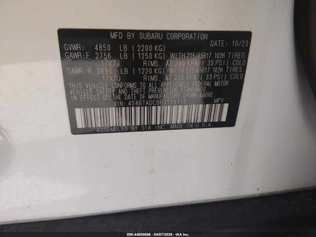 4S4BTADC8R3179115 Subaru Outback Premium