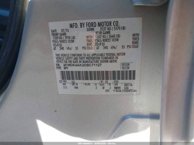 2013 FORD EDGE 2FMDK4AK2DBC71127 Photo 8