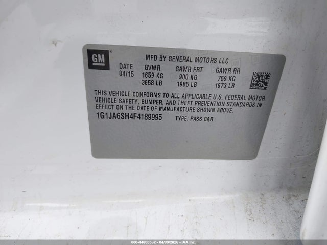 Aukcja sprzedaży 2015 Chevrolet Sonic Ls Auto, vin: 1G1JA6SH4F4189995, numer aukcji: 44800582