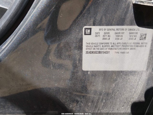 44800639 :رقم المزاد ، 2G4GN5EC0B9194291 vin ، 2011 Buick Regal Cxl Oshawa مزاد بيع