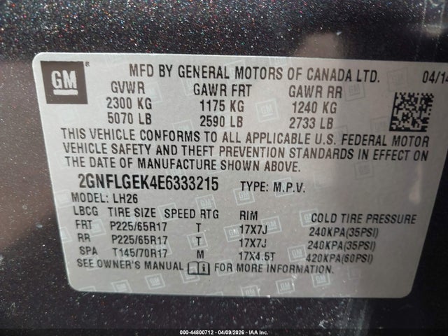 Chevrolet Equinox 2lt 2014 2GNFLGEK4E6333215 Image 9