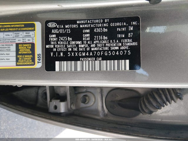 Продажа на аукционе авто 2015 Kia Optima Lx, vin: 5XXGM4A70FG504075, номер лота: 44800719