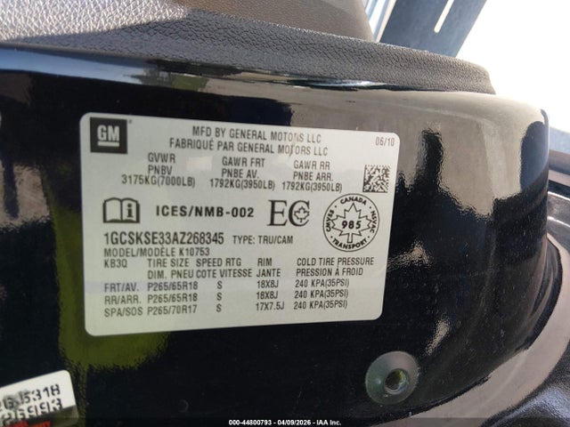 Продаж на аукціоні авто 2010 Chevrolet Silverado 1500 Lt, vin: 1GCSKSE33AZ268345, номер лоту: 44800793