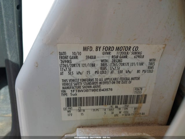 Продажа на аукционе авто 2011 Ford F-350 Xl, vin: 1FT8W3BT9BEB43576, номер лота: 44800810
