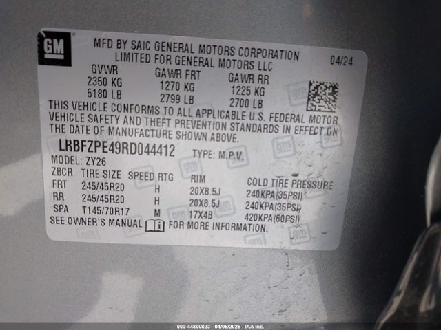 2024 Buick Envision Sport Touring Awd მანქანა იყიდება აუქციონზე, vin: LRBFZPE49RD044412, აუქციონის ნომერი: 44800823