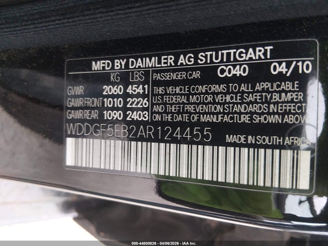 Продажа на аукционе авто 2010 Mercedes-benz C 300 Luxury/sport, vin: WDDGF5EB2AR124455, номер лота: 44800826