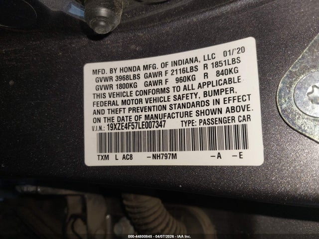 Honda INSIGHT EX 2020 19XZE4F57LE007347 Image 9