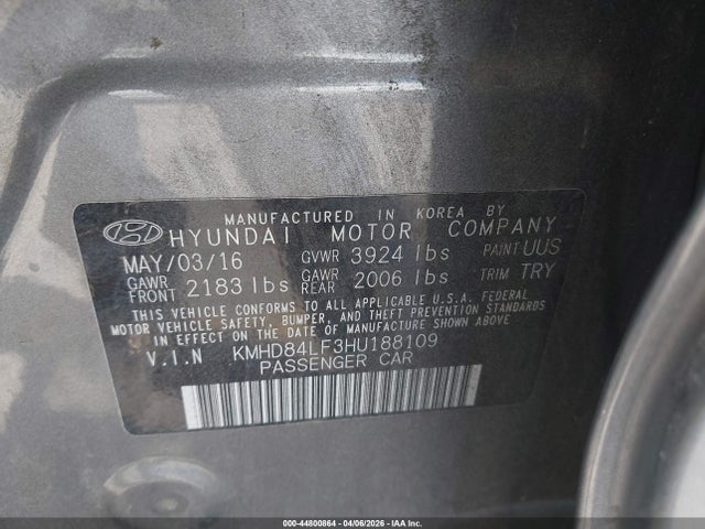 KMHD84LF3HU188109 Hyundai Elantra Limited