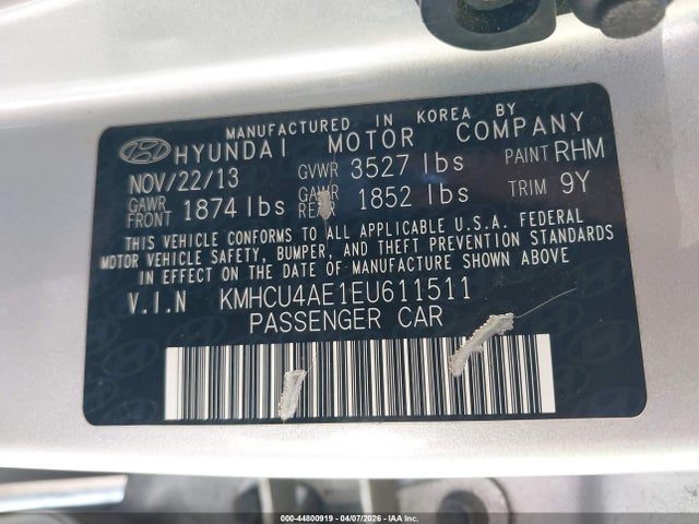 Продаж на аукціоні авто 2014 Hyundai Accent Gls, vin: KMHCU4AE1EU611511, номер лоту: 44800919
