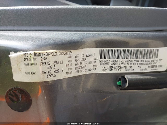 2007 JEEP GRAND CHEROKEE 1J8GR48K17C600724 Photo 8