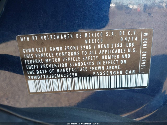 2014 VOLKSWAGEN JETTA 3VWD17AJ9EM429850 Photo 8